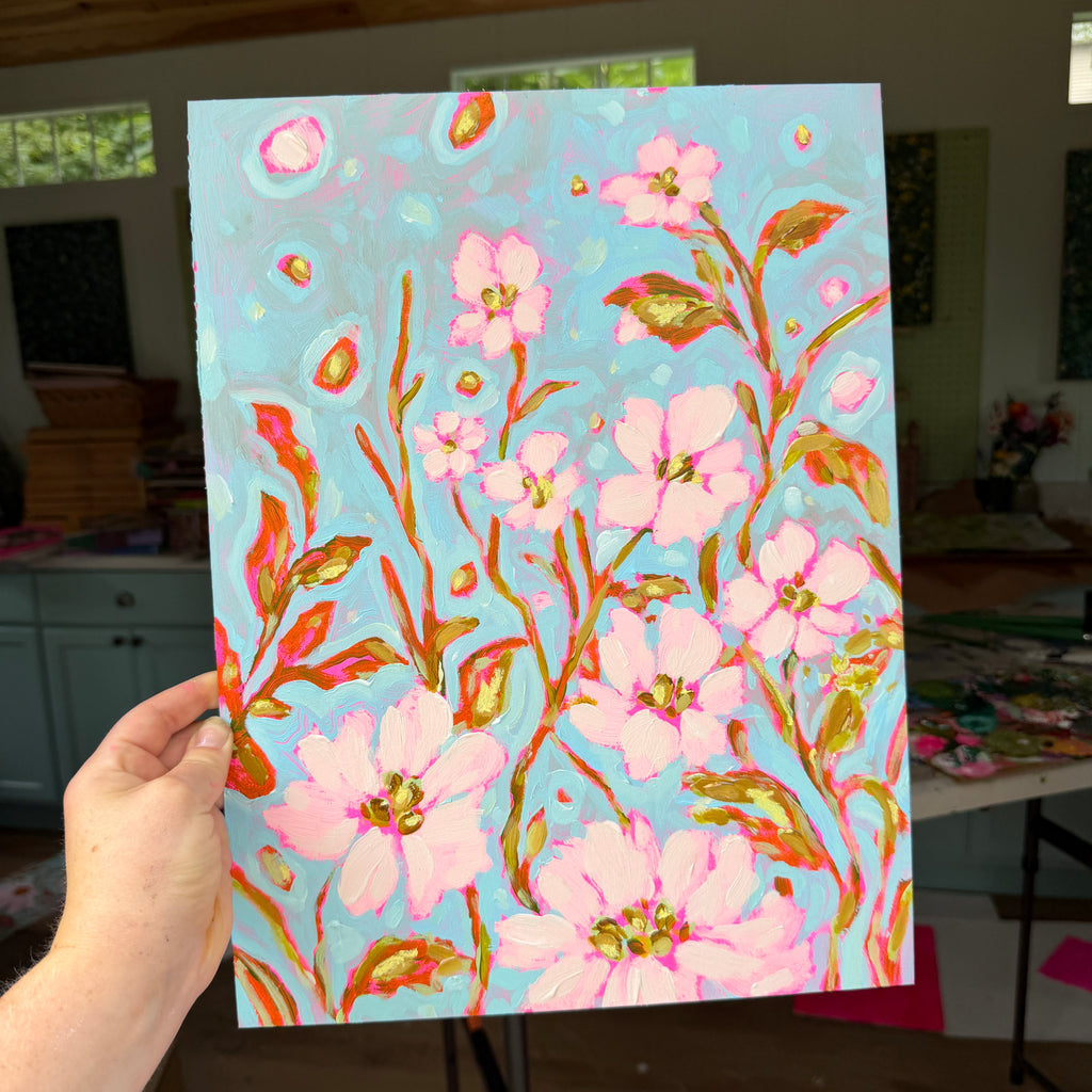 ころん　アートパネル　宮坂なこ　CANVAS+GARDEN Bright Abstract Garden Original Artboard No. 12 – KT's Canvases