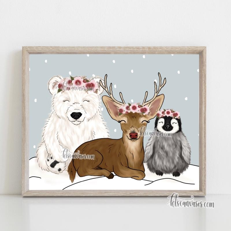 Christmas Animals Art Print