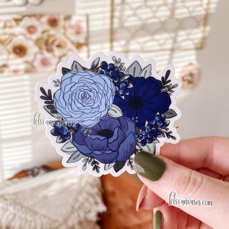 Blueberry Sketched Florals Sticker