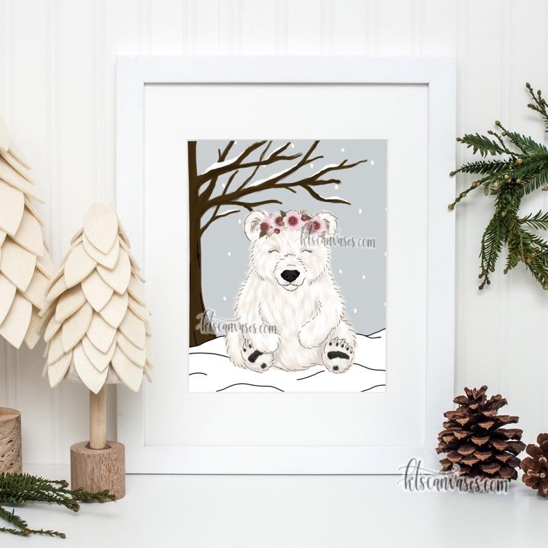 Christmas Polar Bear Art Print