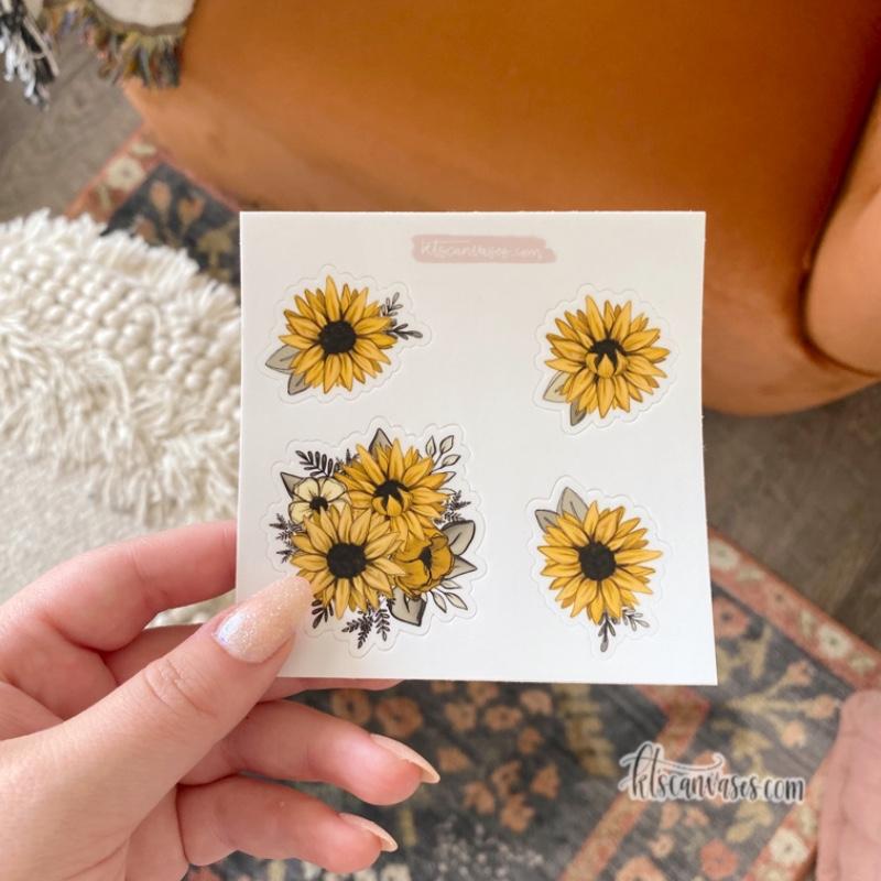Sunflowers Set of 4 Mini Stickers (1 sheet)