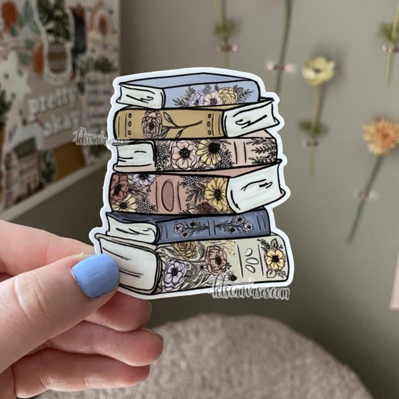 Floral Stack of Books Sticker