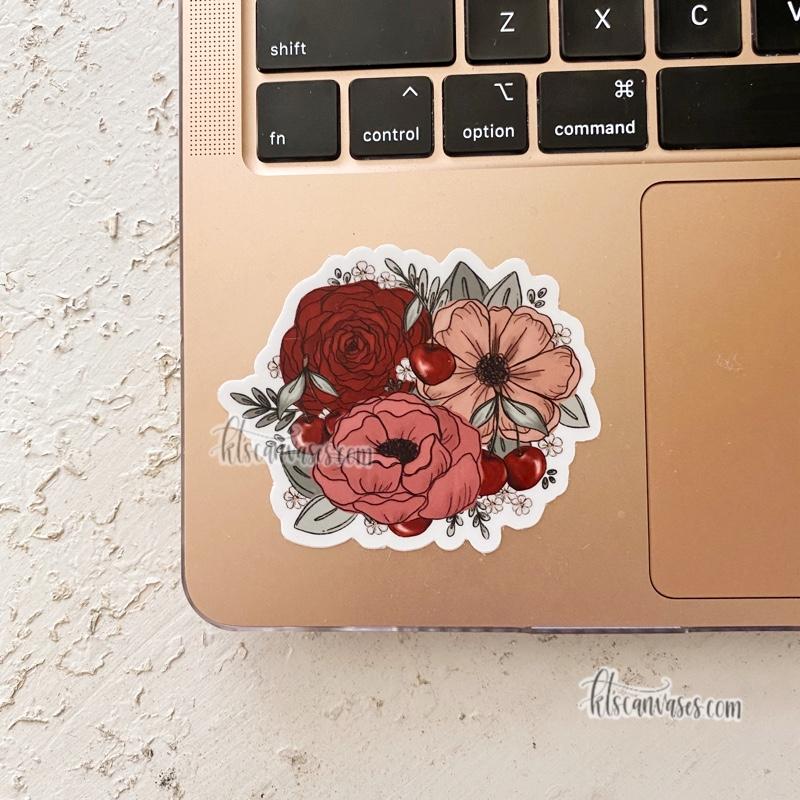Cherry Sketched Florals Sticker