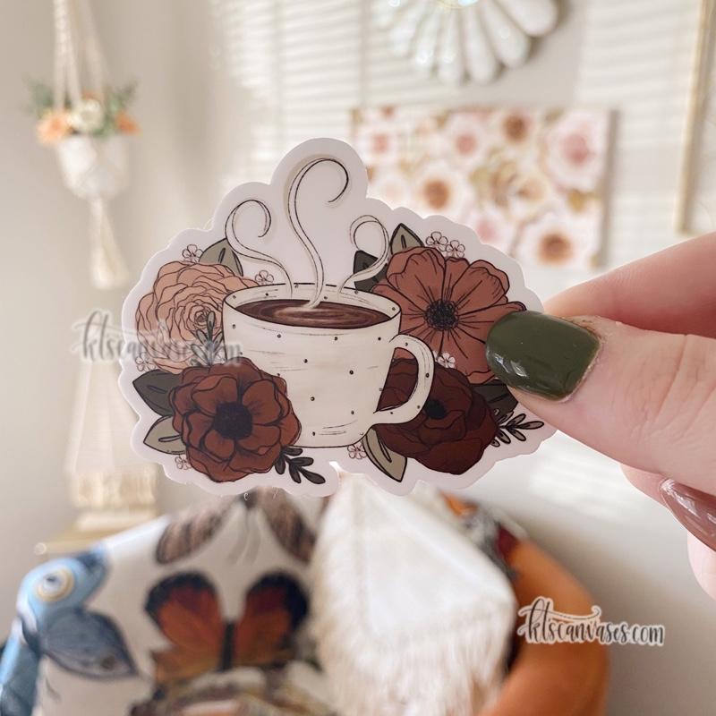 Coffee Florals Sticker
