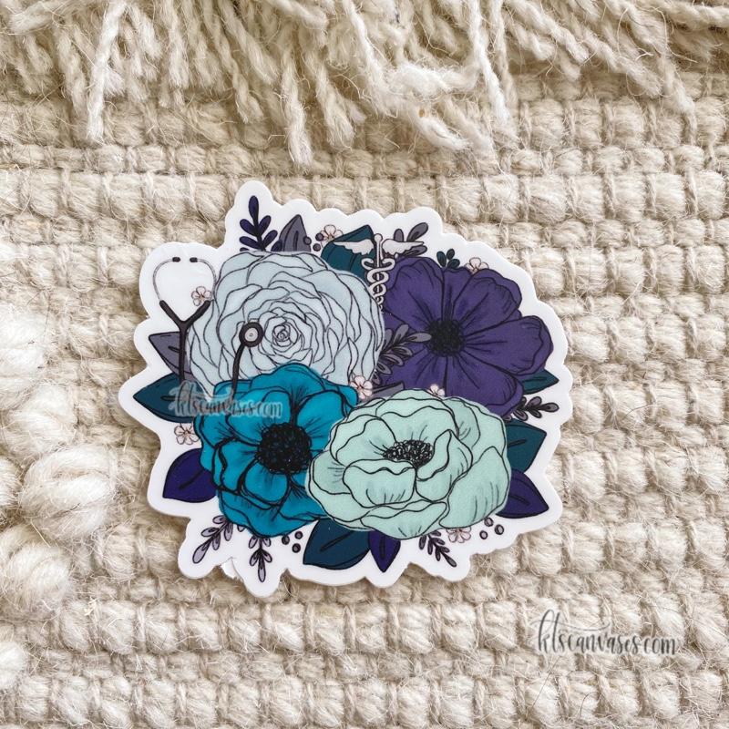 Medical Professional Inspired Florals Sticker