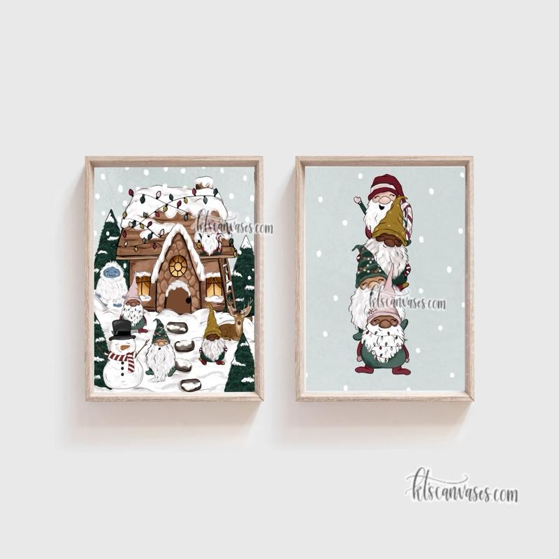 Christmas Cottage Set of 2 Art Prints