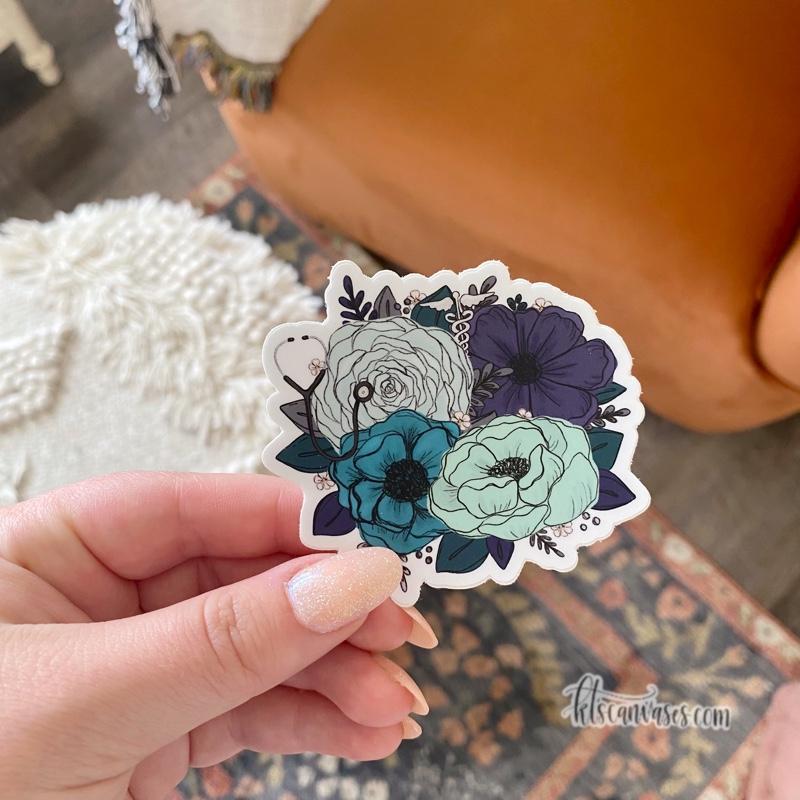 Medical Professional Inspired Florals Sticker