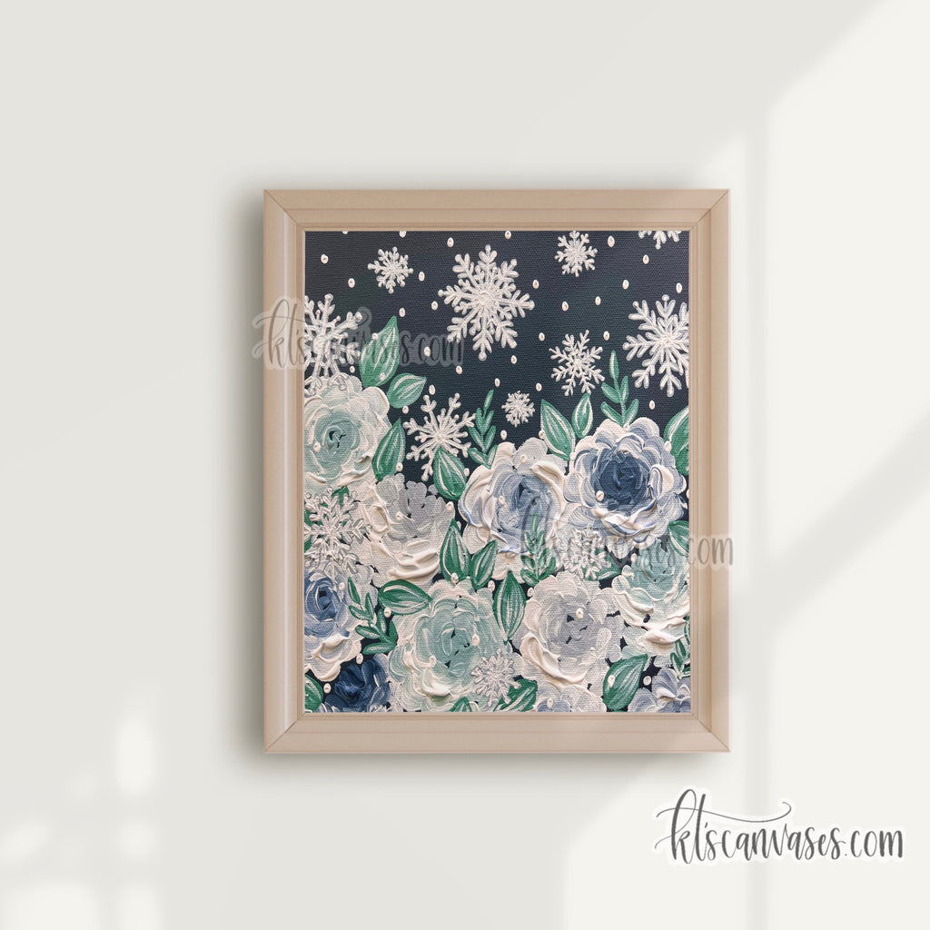Snowy Florals Art Print