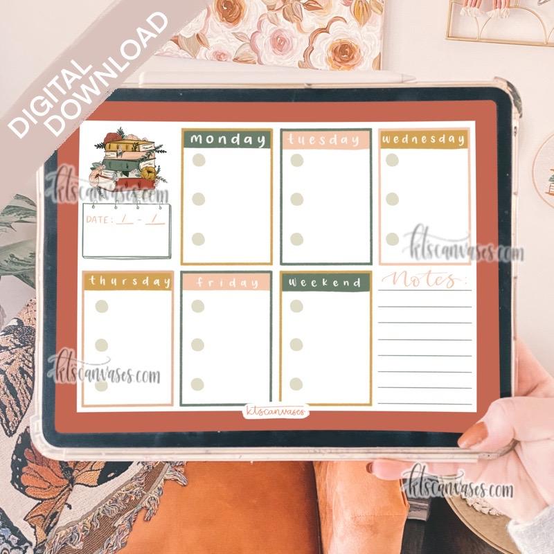 Digital Download Floral Books Weekly Tracker Page