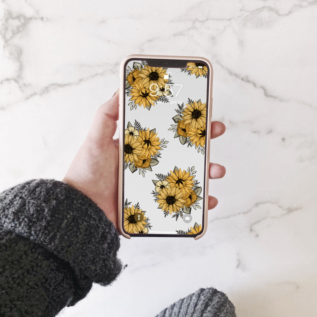 Sunflower Pattern Phone Wallpaper (Digital Download)