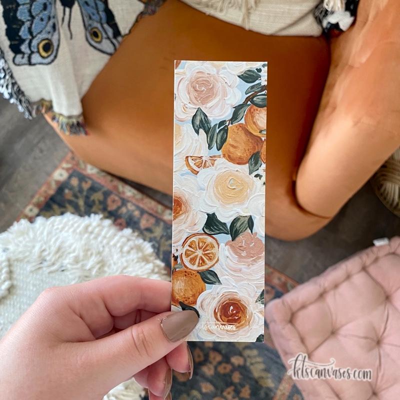 Oranges + Florals Double Sided Bookmark