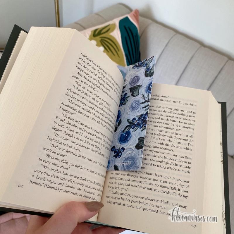 Blueberries + Florals Double Sided Bookmark