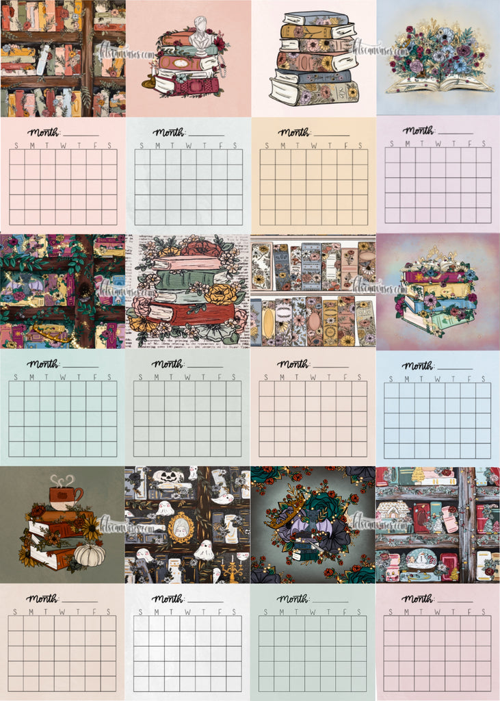 Bookish Undated Wall Calendar – KT's Canvases