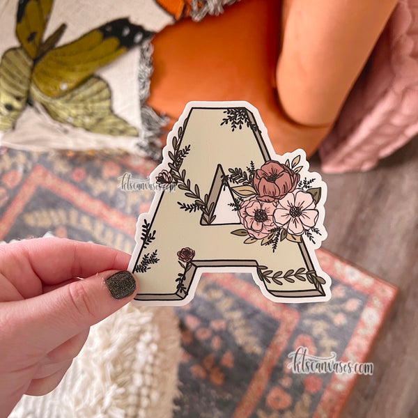 Floral Initial Stickers (Choose your letter) – KT's Canvases