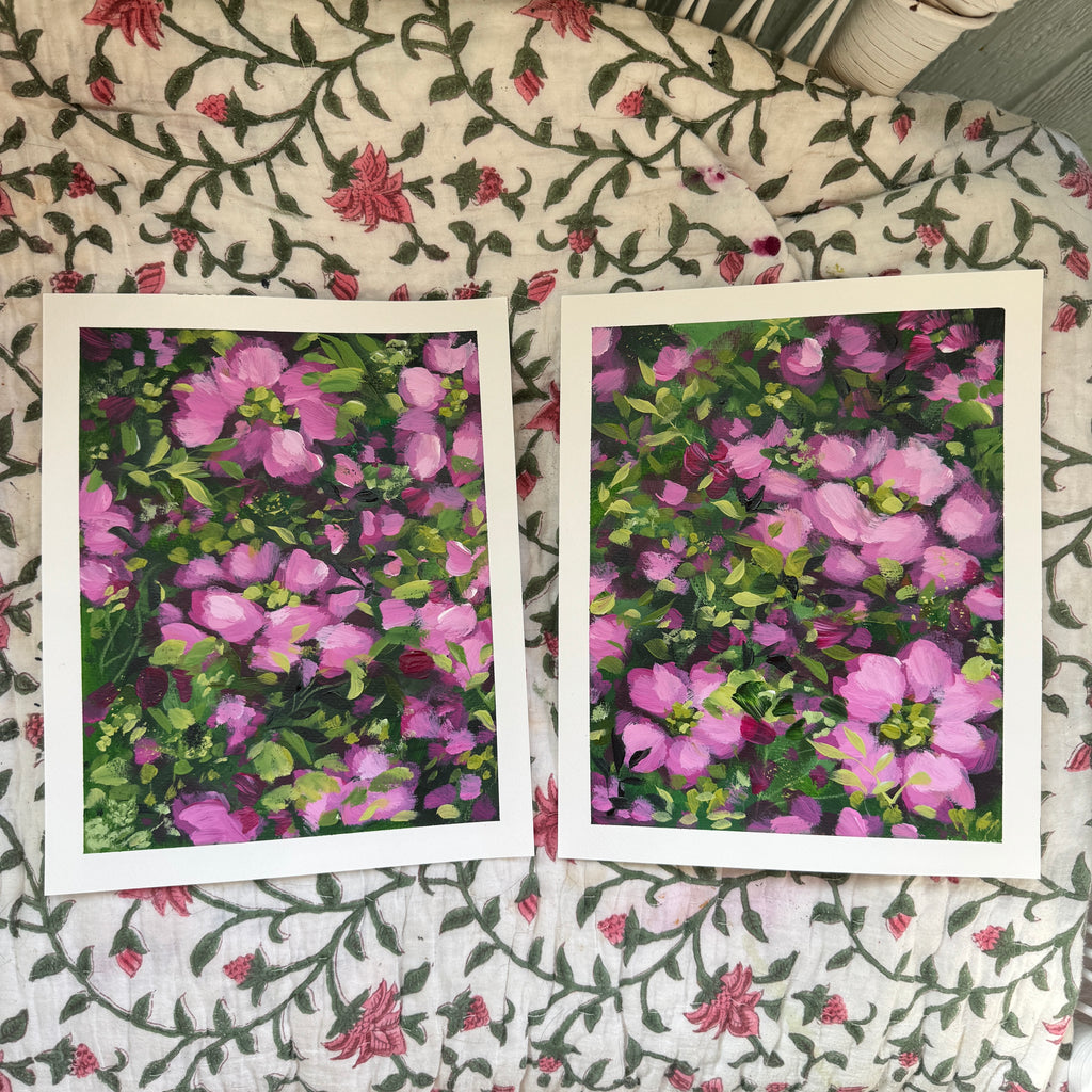 Original Ella’s Magenta Abstract Garden Art Paper Set of 2