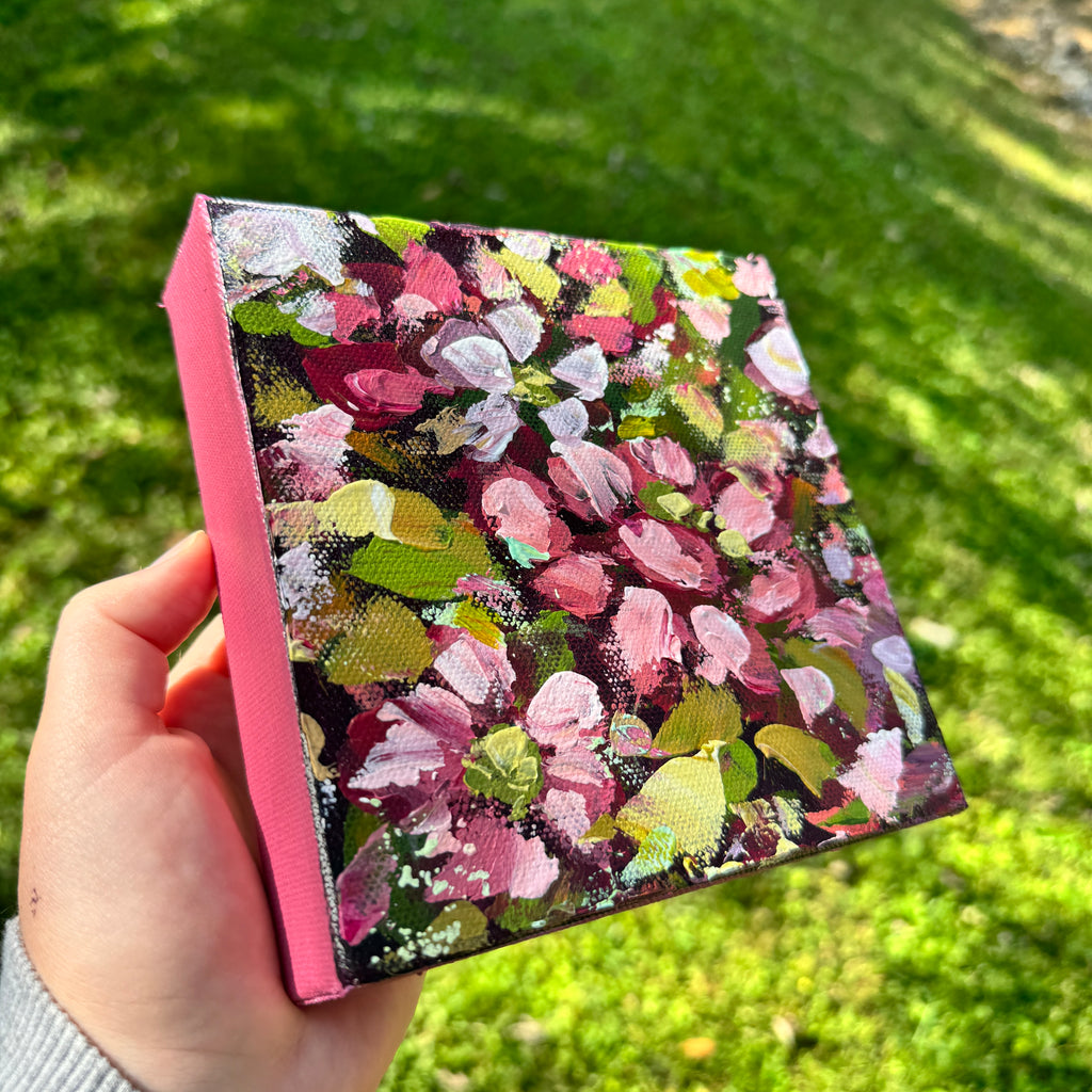 Magenta Florals Original Painted Canvas #1