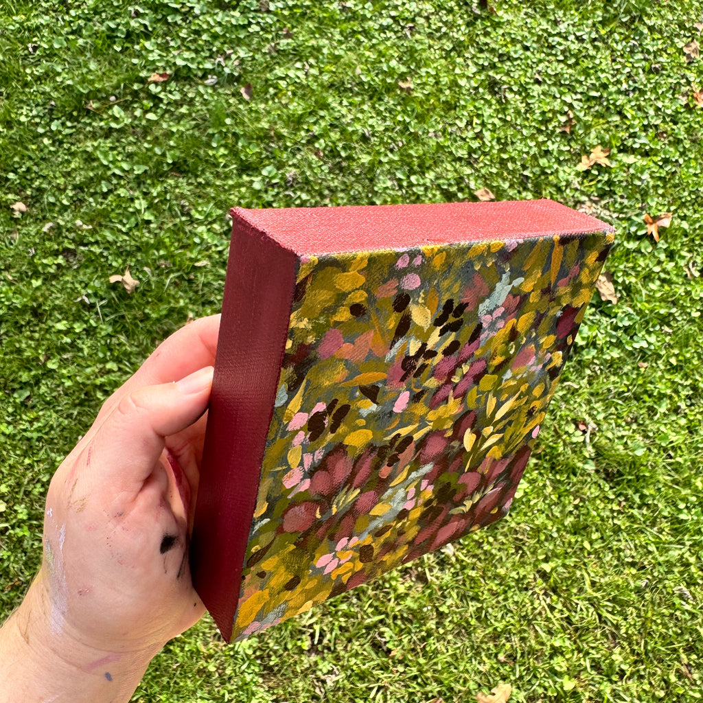 Maroon Florals Original Painted Canvas #6