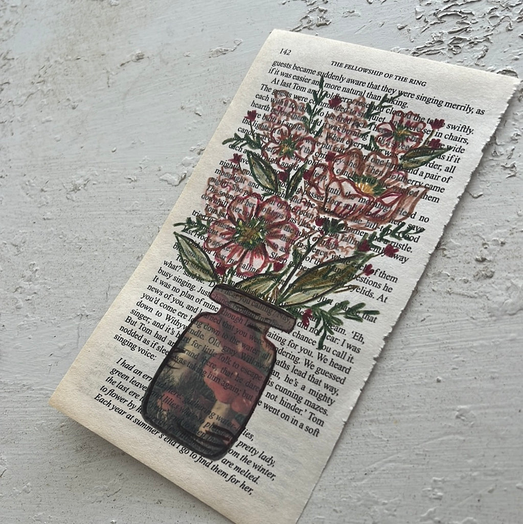Floral Original Painted Book Page Paper #4