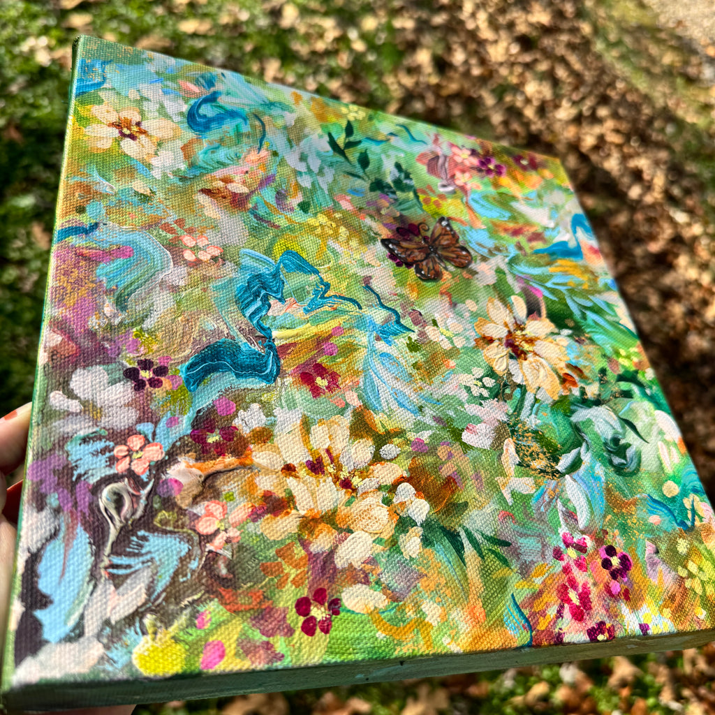 Butterfly Garden Original Painted Canvas #1