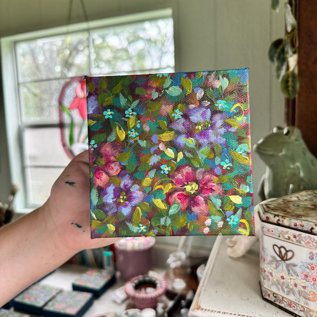 Colorful Florals Original Painted Canvas #3
