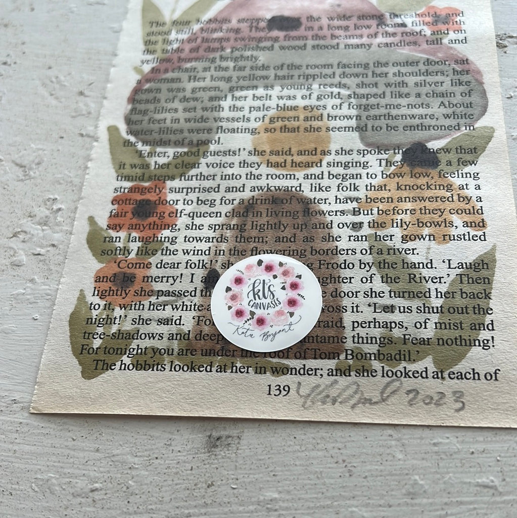 Floral Original Painted Book Page Paper #3