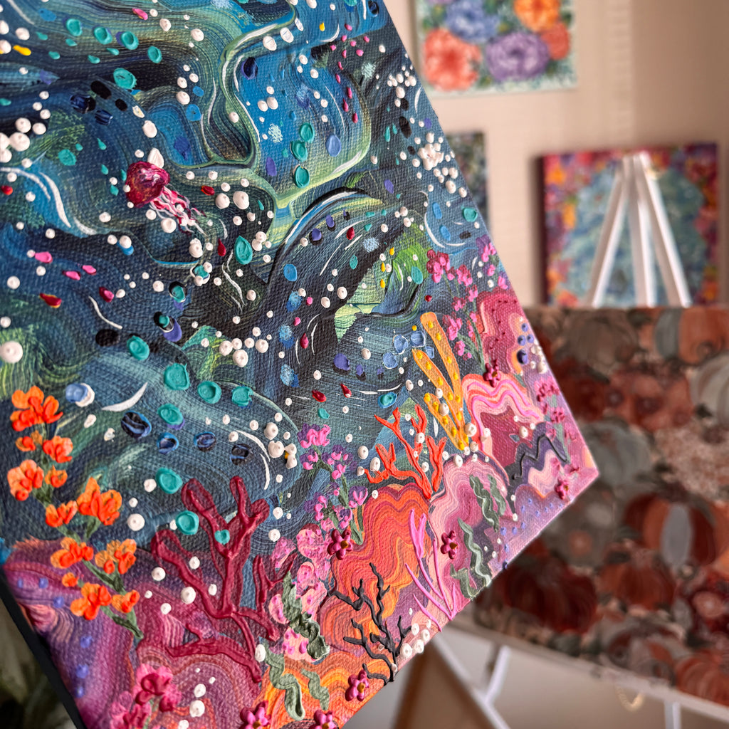 Florals Under the Sea Original Painted Canvas