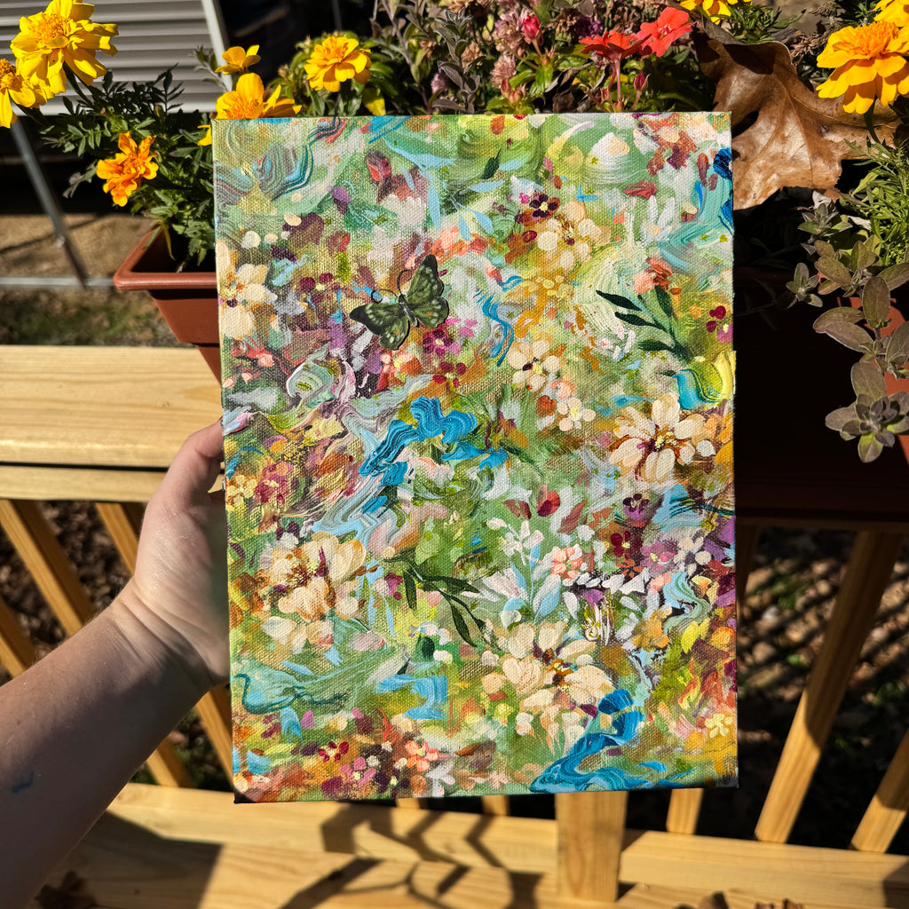 Butterfly Garden Original Painted Canvas #7