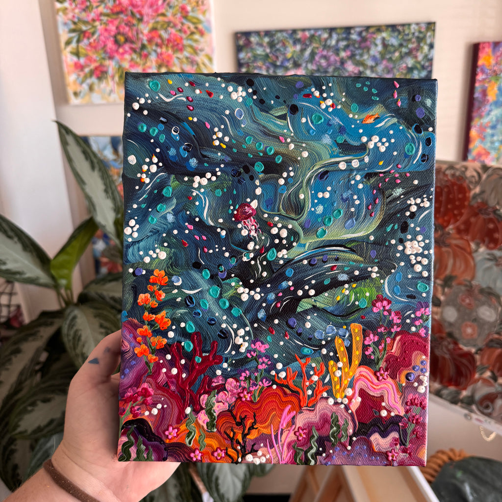 Florals Under the Sea Original Painted Canvas