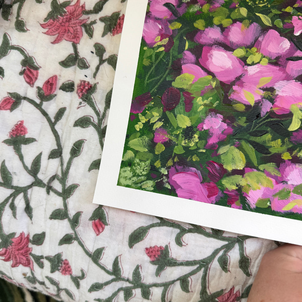 Original Ella’s Magenta Abstract Garden Art Paper Set of 2