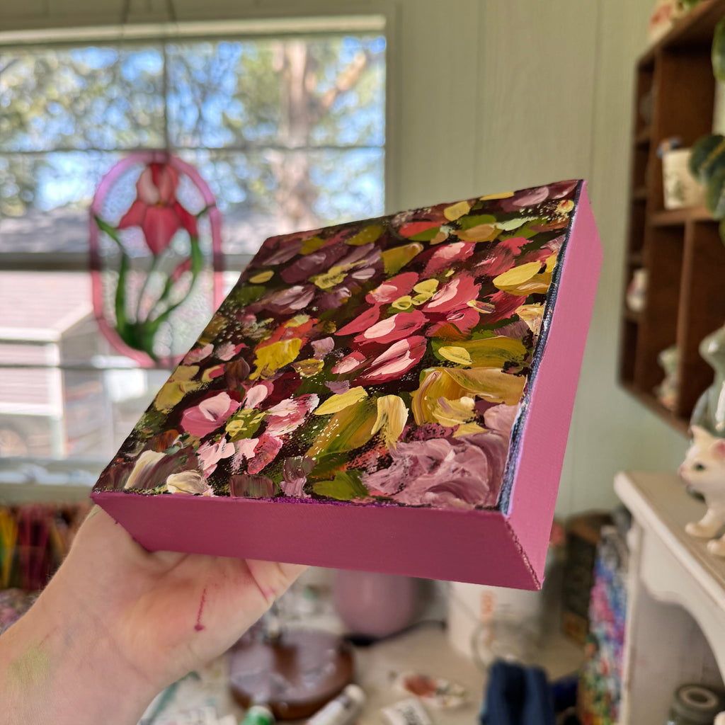 Magenta Florals Original Painted Canvas #4