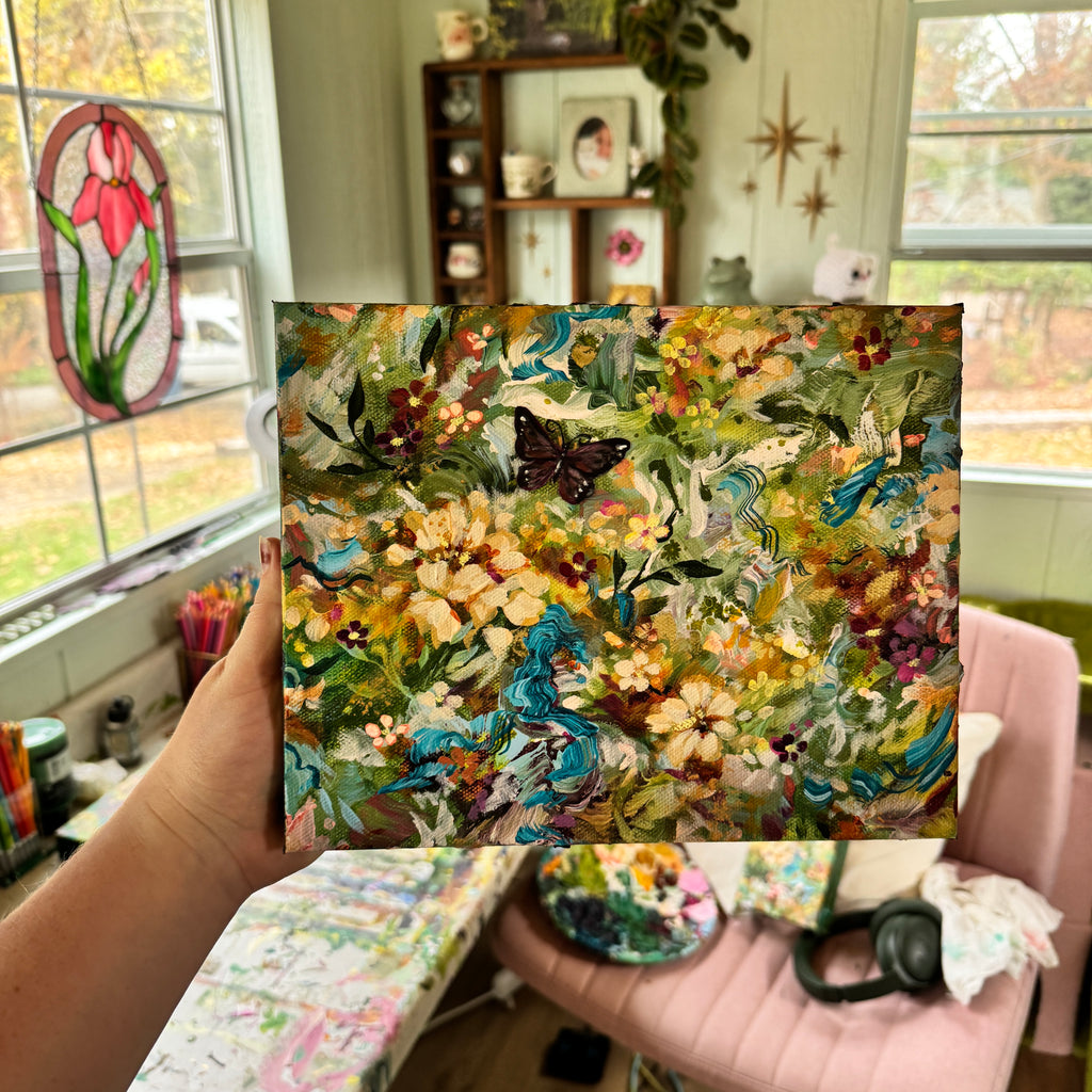 Butterfly Garden Original Painted Canvas #4