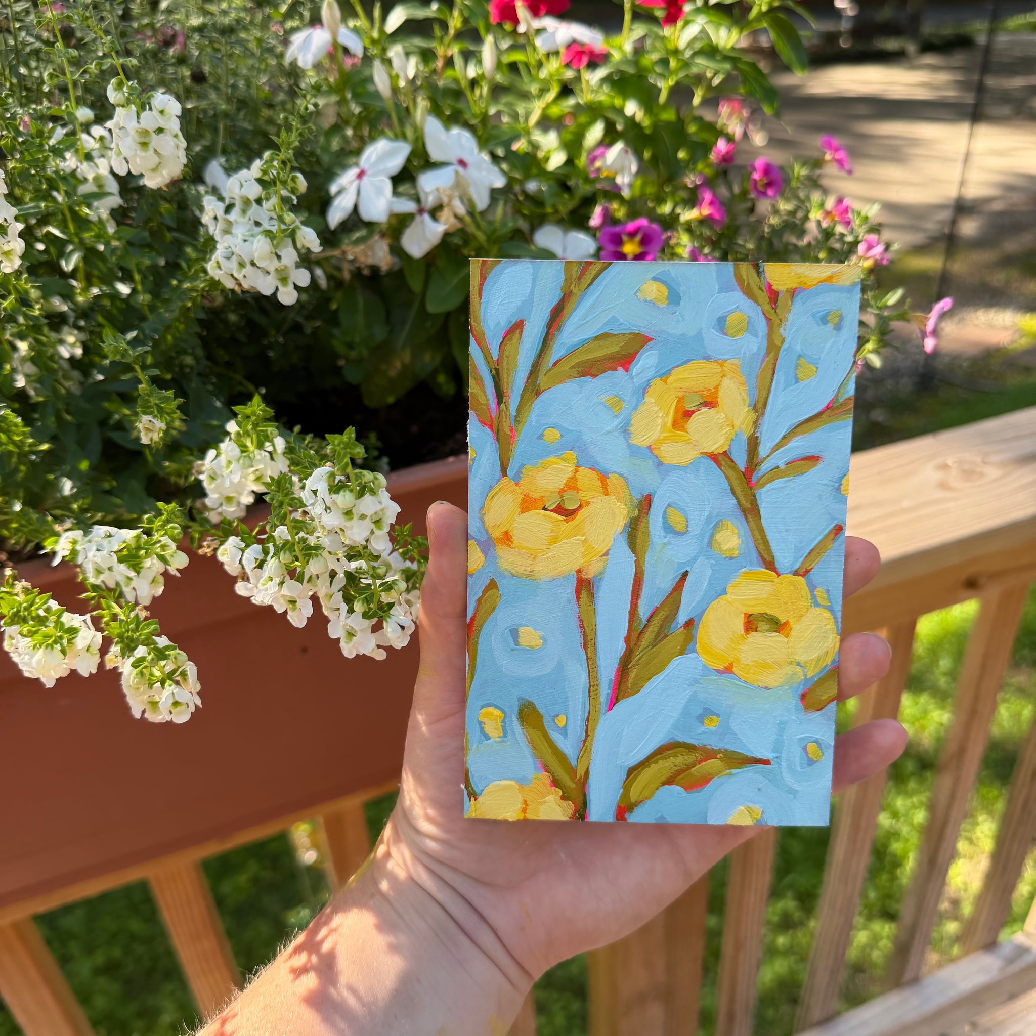 Yellow Abstract Garden Original Artboard No. 5 – KT's Canvases