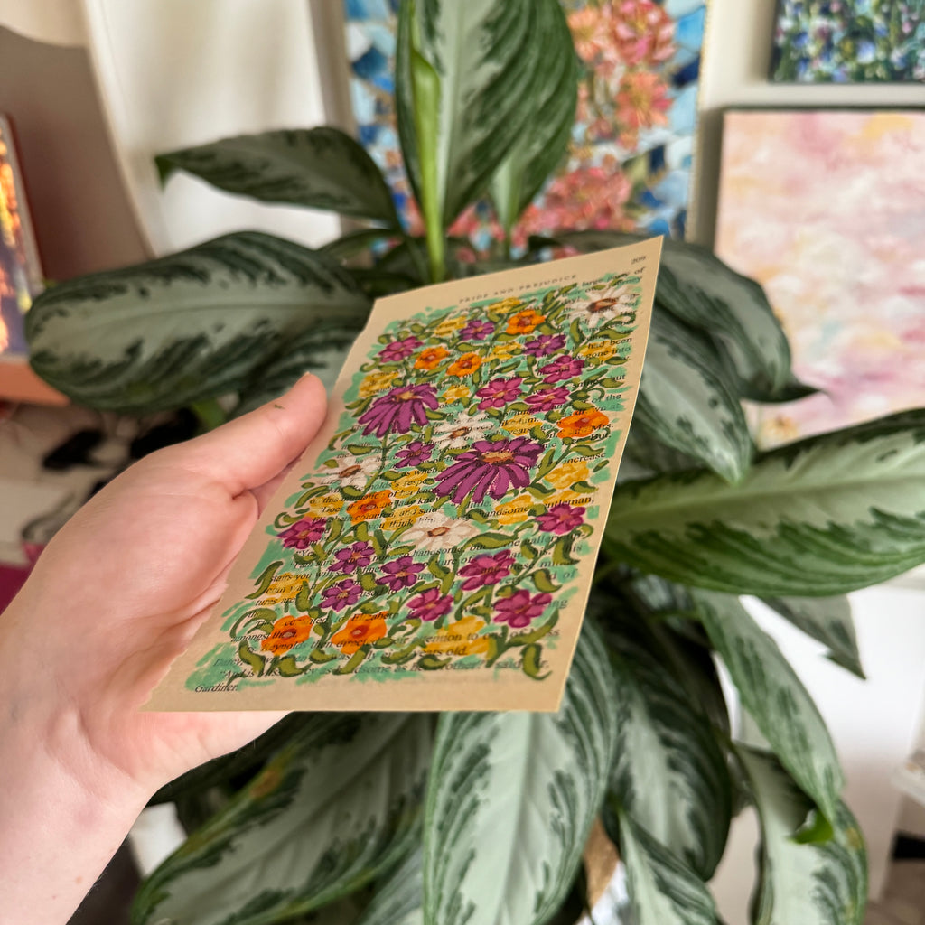 Floral Original Painted Book Page Paper #3