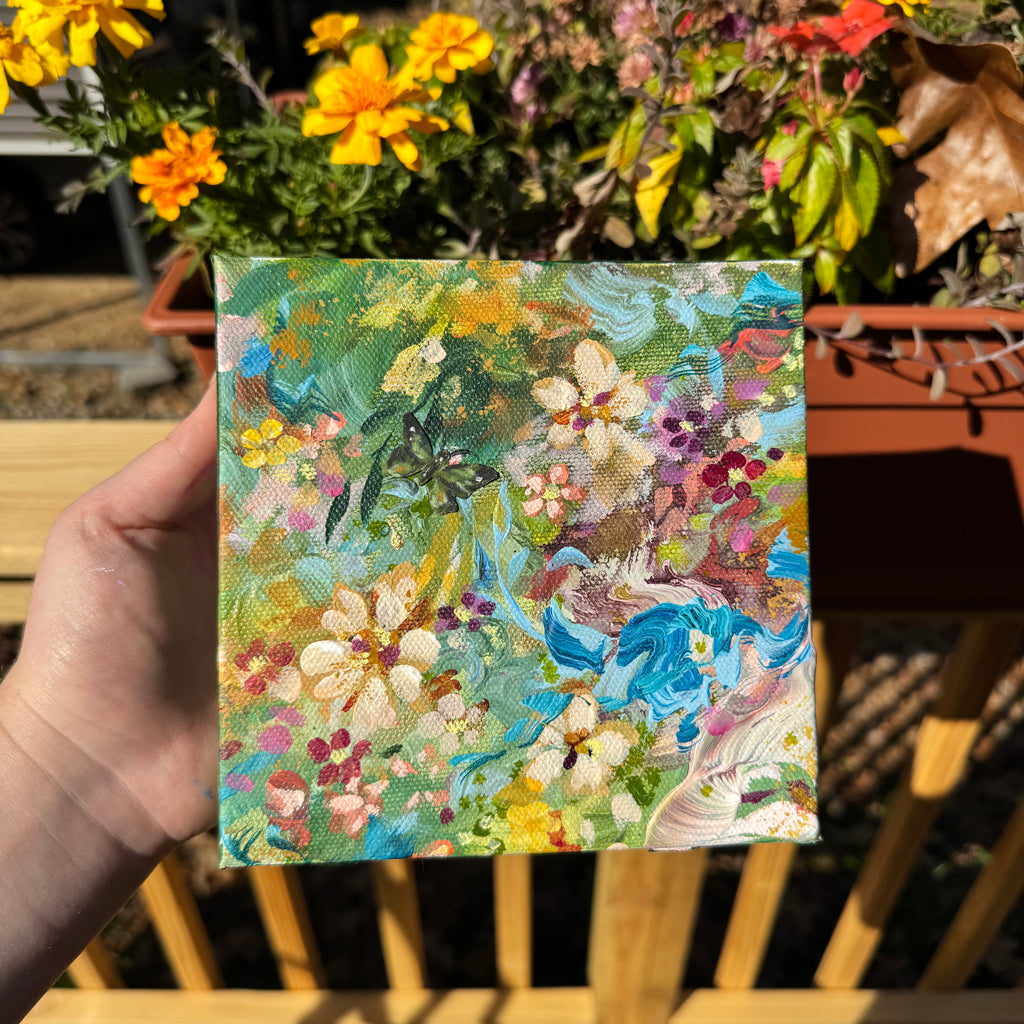 Butterfly Garden Original Painted Canvas #6
