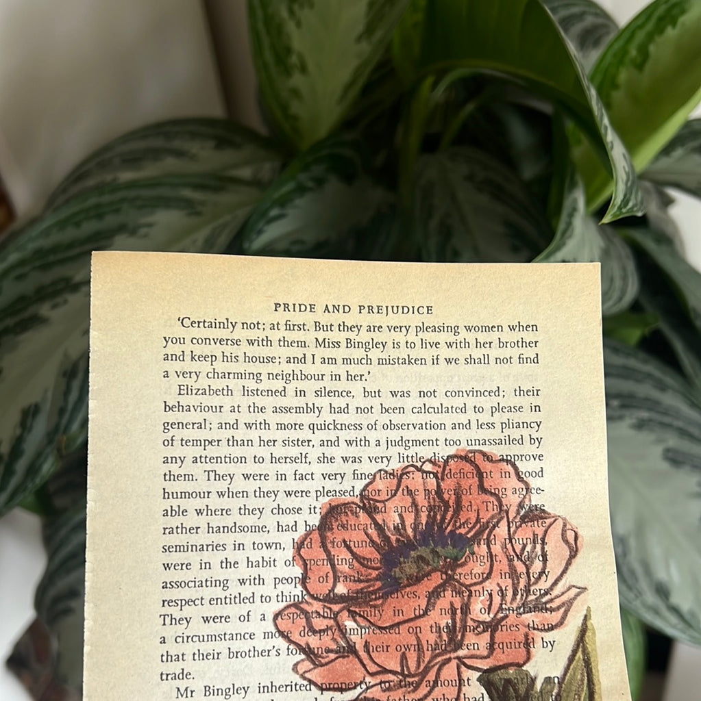 Floral Original Painted Book Page Paper #30