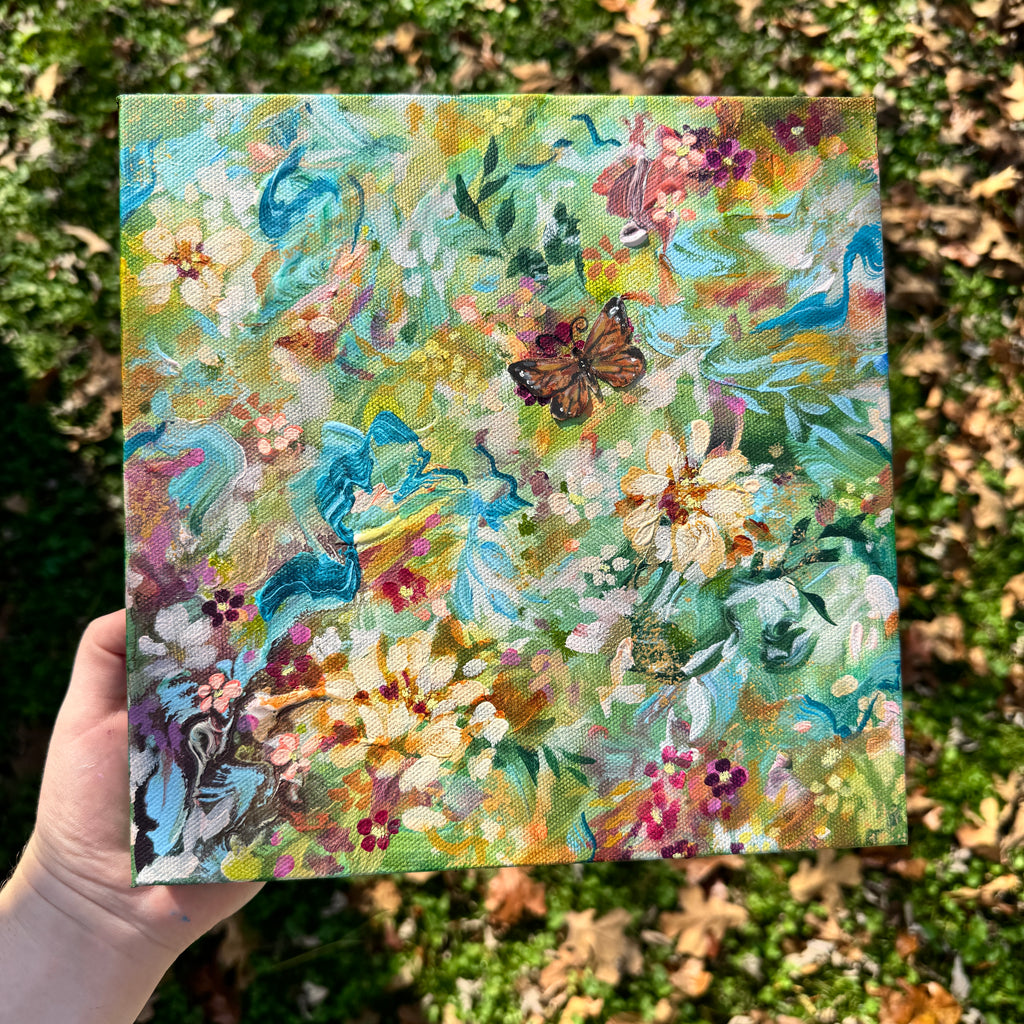 Butterfly Garden Original Painted Canvas #1
