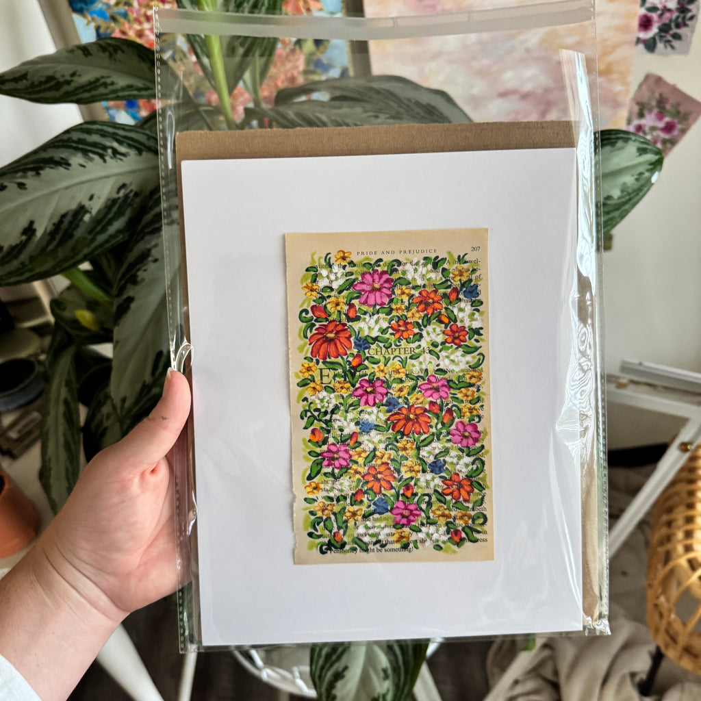 Floral Original Painted Book Page Paper #2