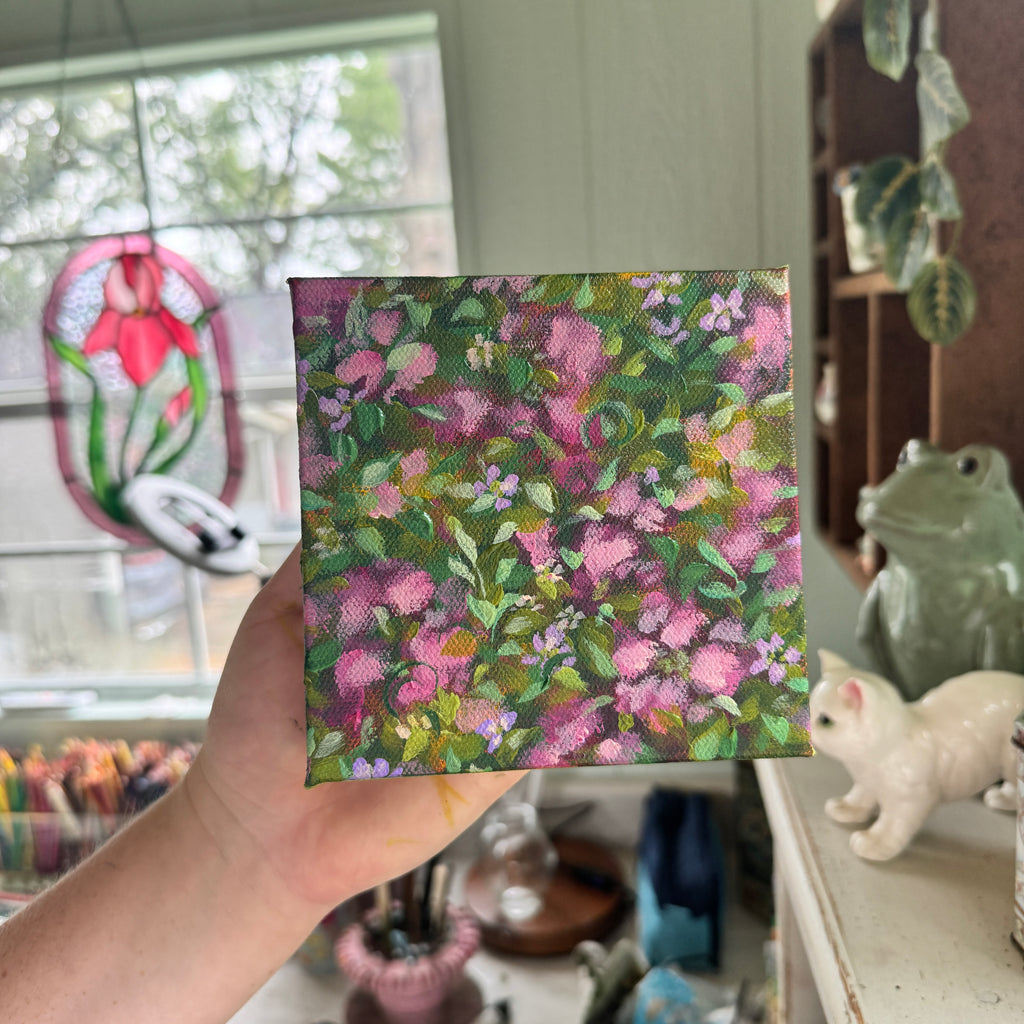 Magenta Florals Original Painted Canvas #2