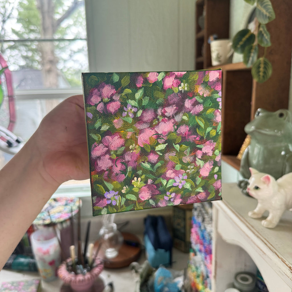 Magenta Florals Original Painted Canvas #3