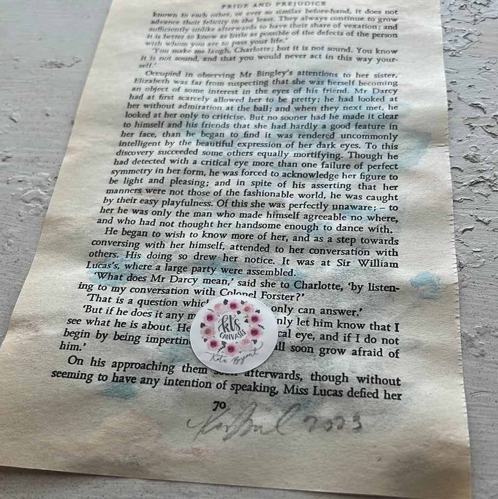 Floral Original Painted Book Page Paper #34