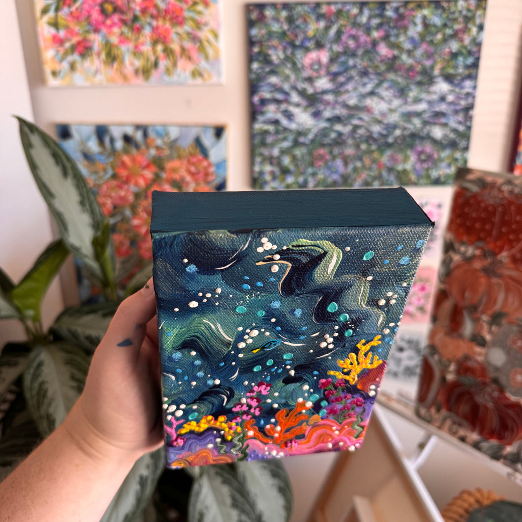 Florals Under the Sea #2A Original Painted Canvas