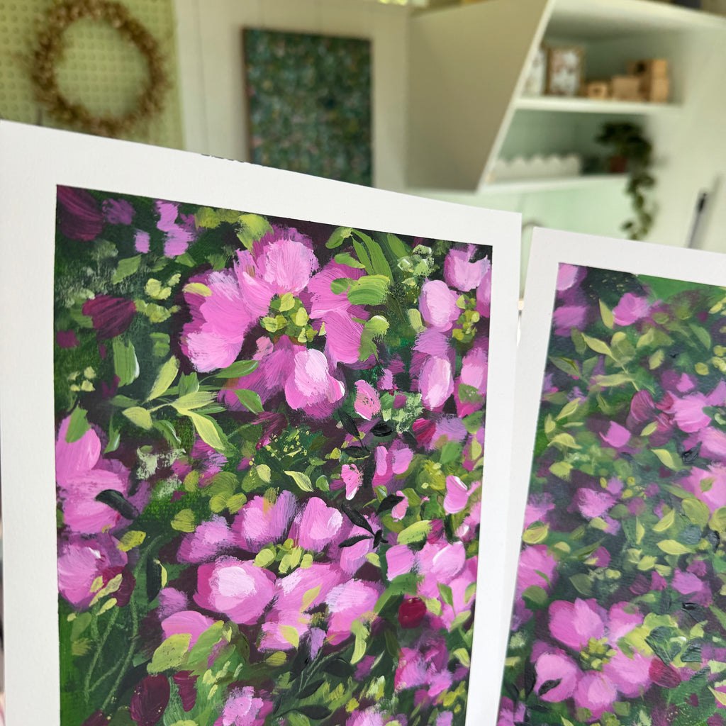 Original Ella’s Magenta Abstract Garden Art Paper Set of 2