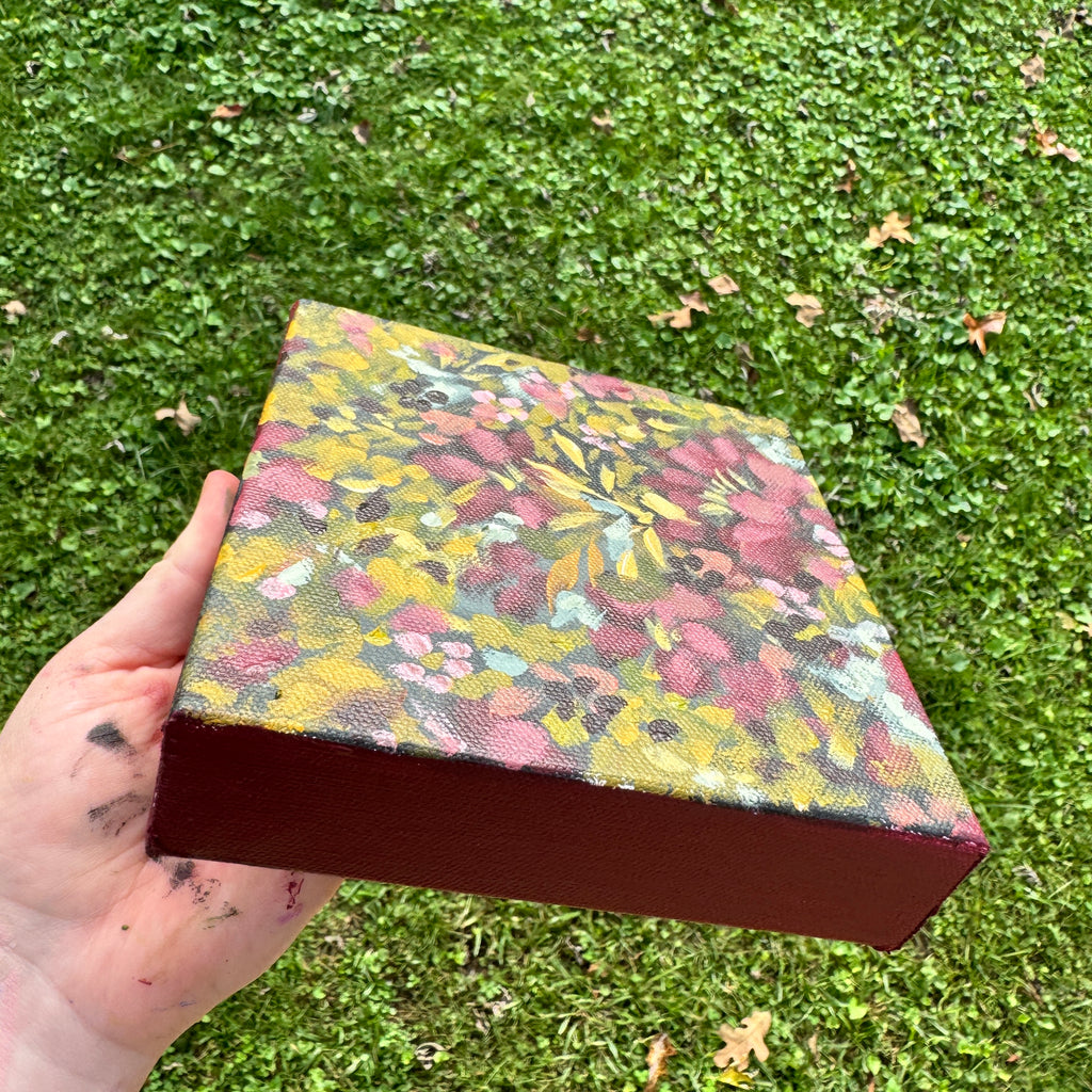 Maroon Florals Original Painted Canvas #4