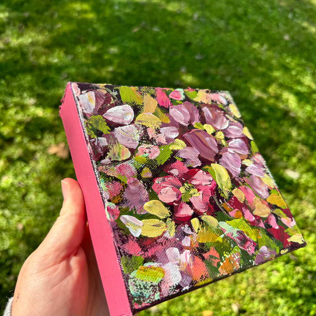 Magenta Florals Original Painted Canvas #2