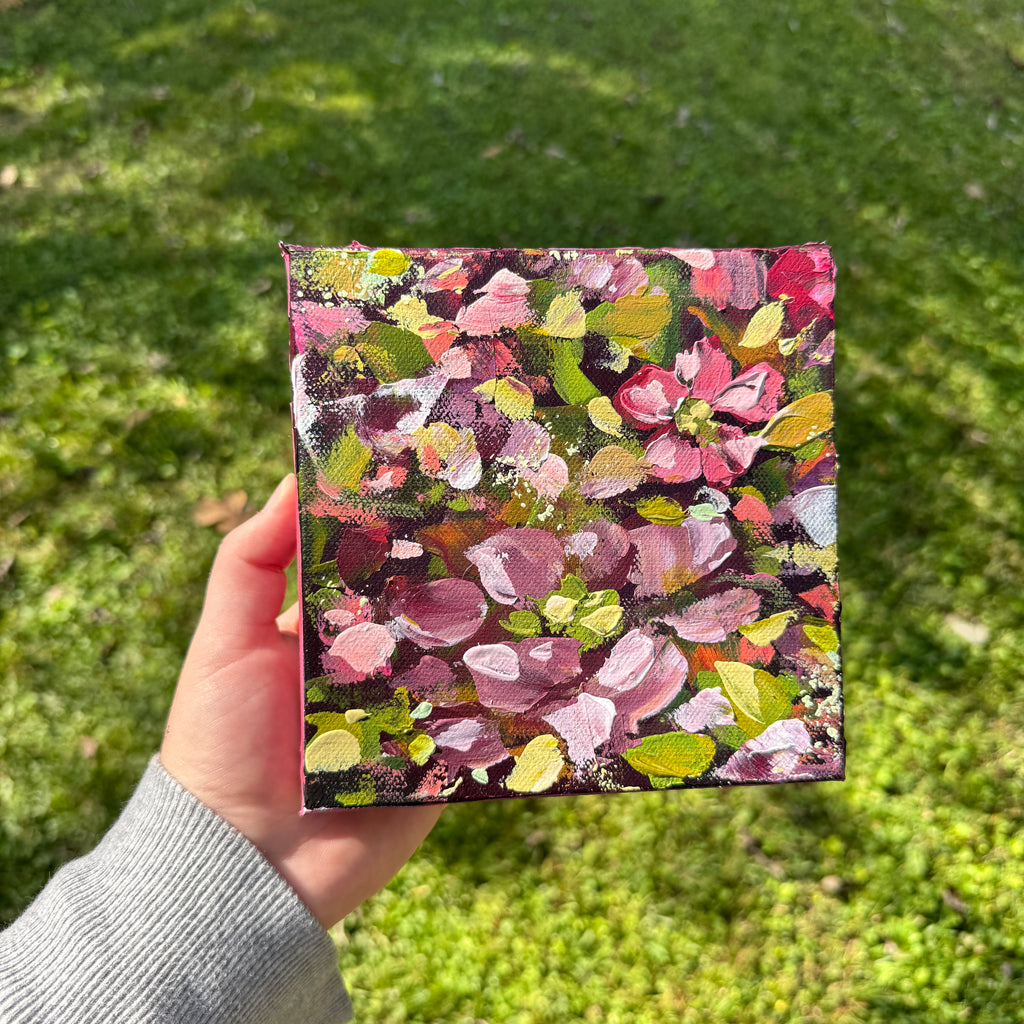 Magenta Florals Original Painted Canvas #3