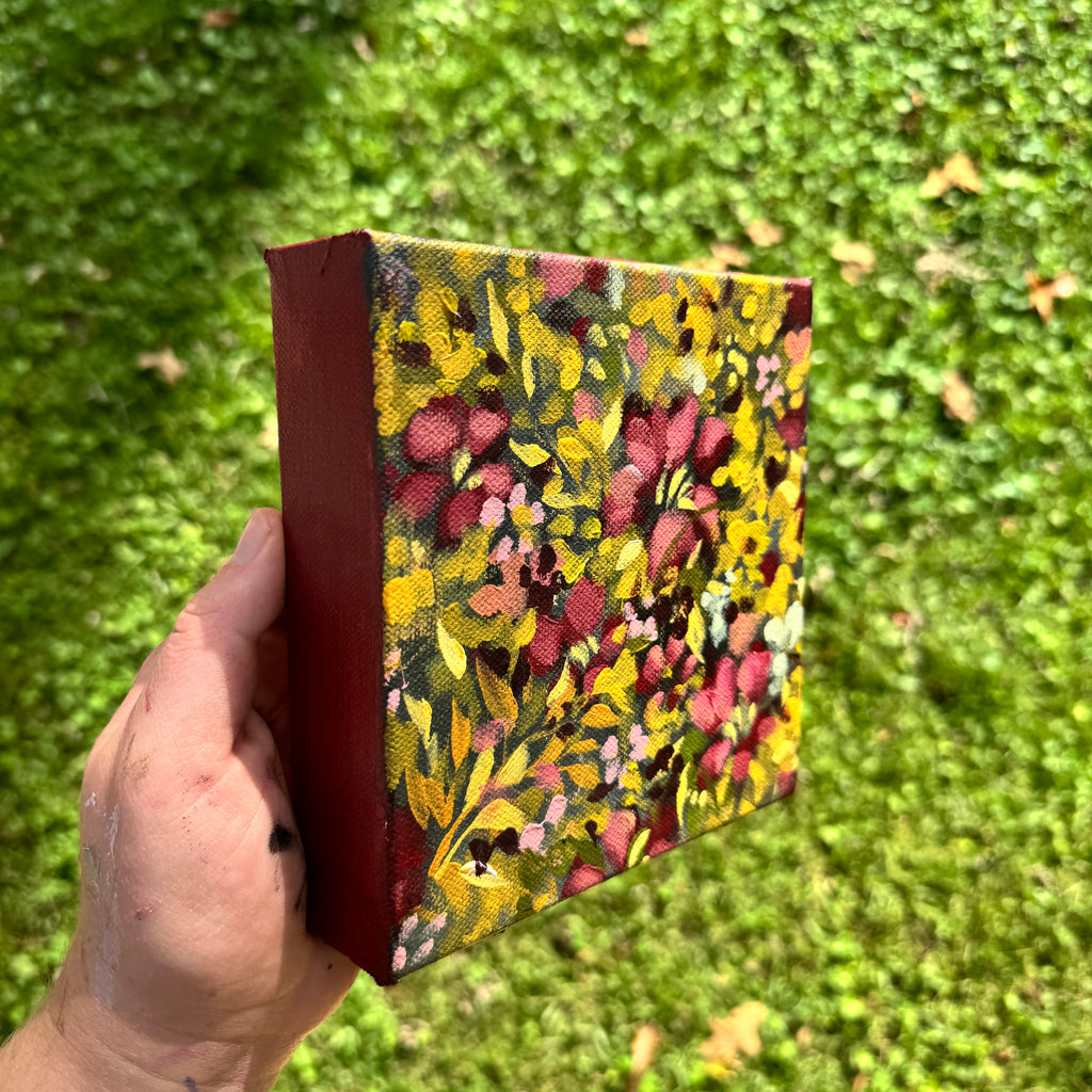 Maroon Florals Original Painted Canvas #7