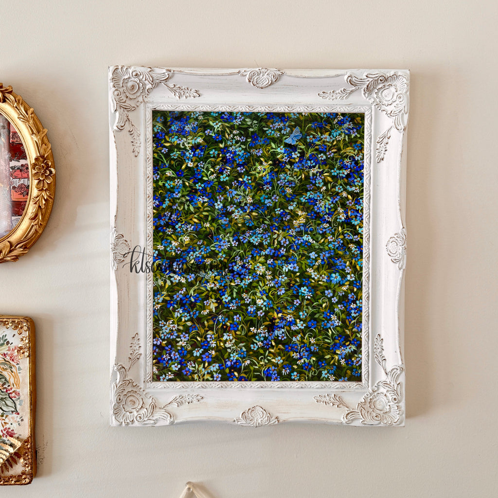 Blue Butterfly Garden Art Print
