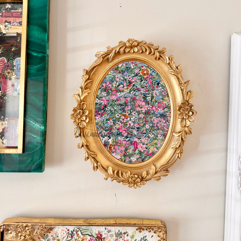 Ella’s Pink Christmas Florals Art Print