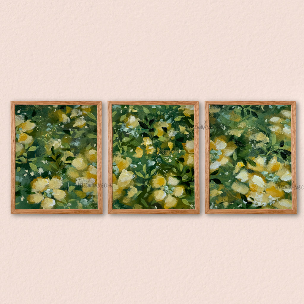 Ella’s Yellow Abstract Garden Art Print Set