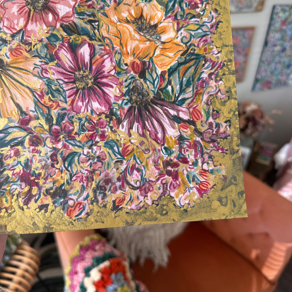 Floral Original Painted Art Paper